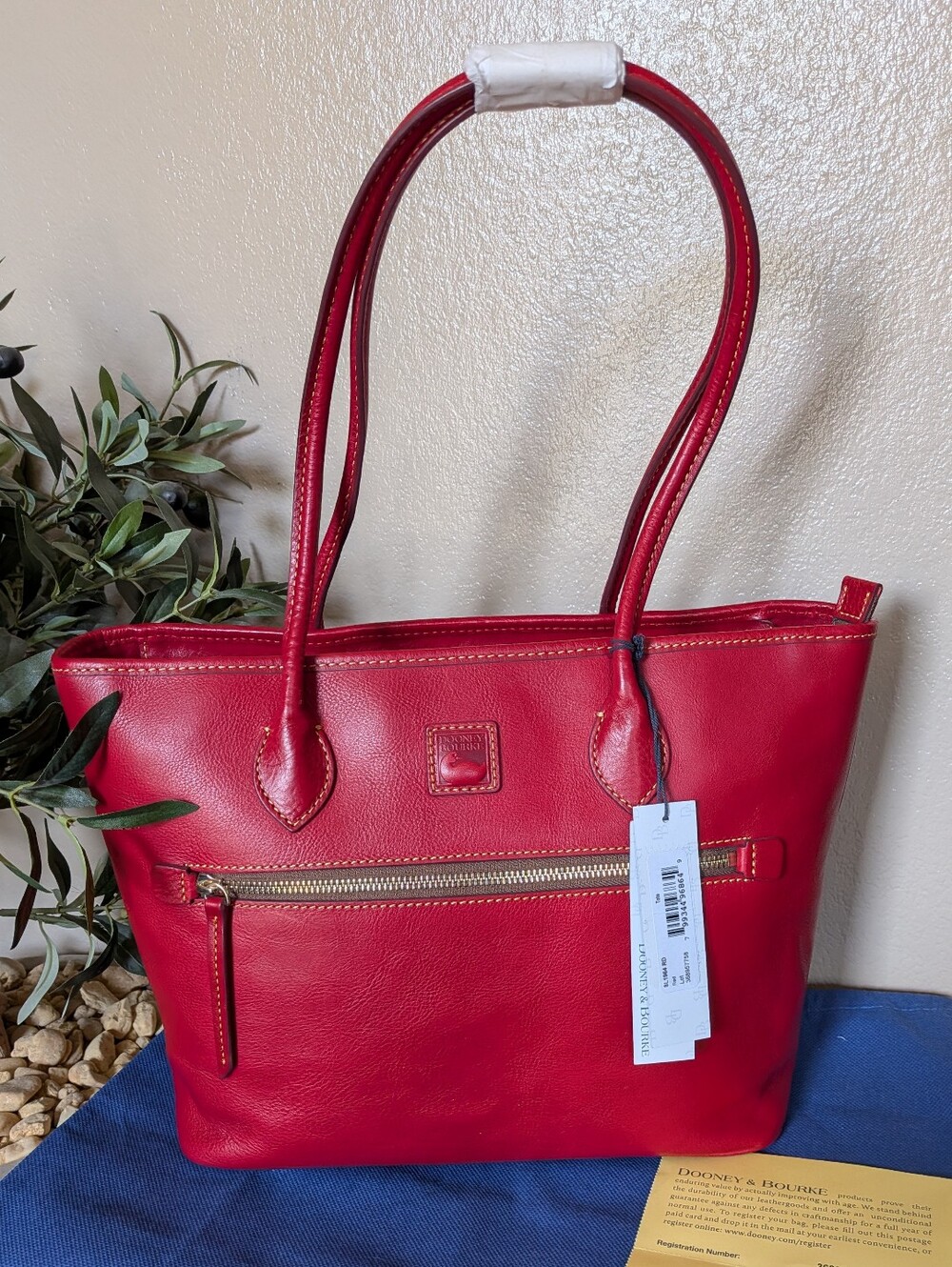 NWT! Dooney & Bourke Red Large Florentine Leather Tote MSRP $498
